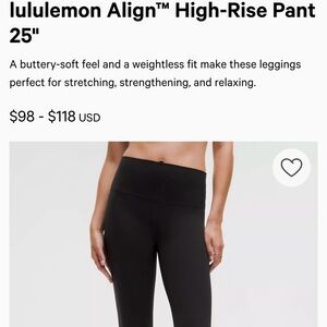 LULULEMON ALIGN HIGH WAISTED LEGGINGS